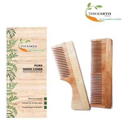The Earth Trading Pure Kacchi Neem Wood Comb Pack Combo -03 (Pack of 2)