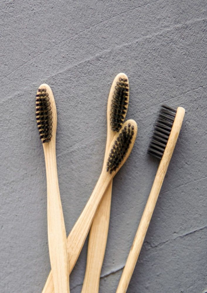 Tanman Organics Bamboo Charcoal ToothBrush S Curve (Pack of 10)
