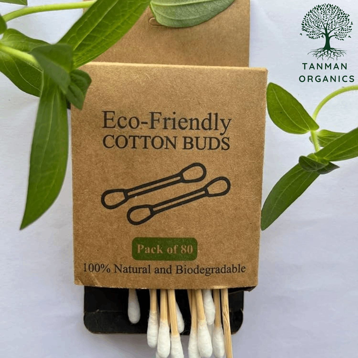 Tanman Organics Bamboo Cotton Ear Buds with Bamboo Stick